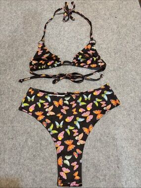 J. Valentine Black Butterfly Print Rave Set